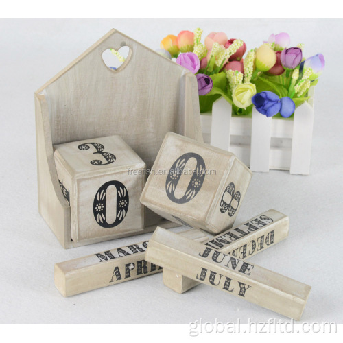 Wood Perpetual Calendar Customized Office Desk Wood Block Calendar Set Supplier